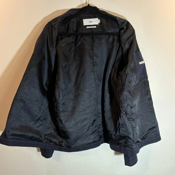 CLOSED Sz L Window  Pane Plaid Zip Up Patch Pockets Turned Collar Lined Shacket - Picture 9 of 15